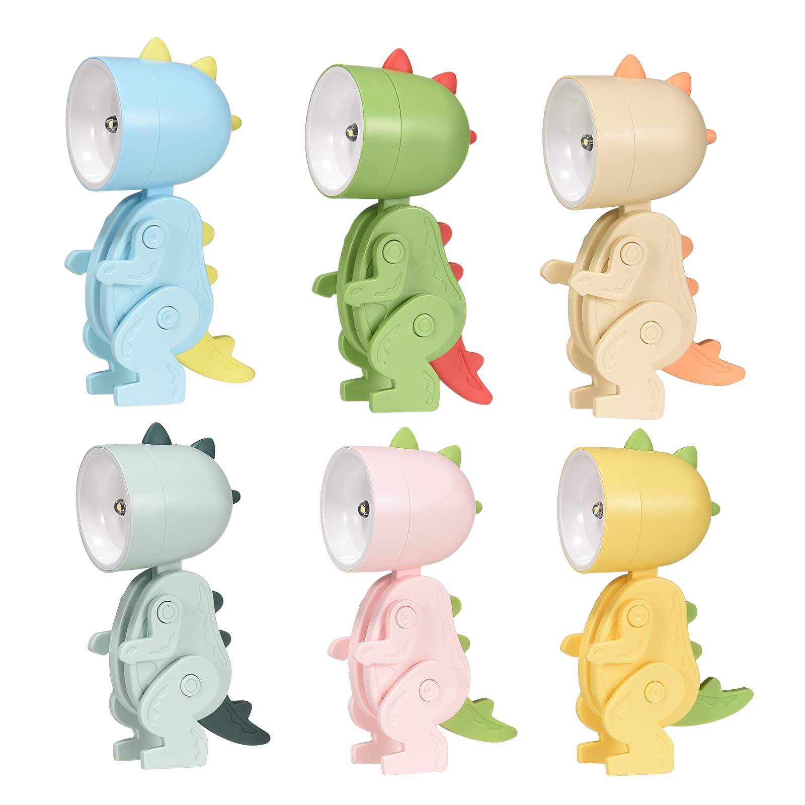6 Pcs Cute Dog Night Light, Mini LED Desk Lamp Dinosaur Night Light with Phone Holder, Full Body Adjustable
