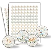 Little Deer Woodland Boy Baby Sprinkle Baby Shower Kiss Sticker Labels, 300 Party Circle Stickers Sized 0.75” for Chocolate Drop Kisses by Amanda Creation, Great for Favors, Treats, Envelopes & Bags