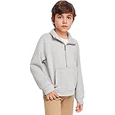 Haloumoning Boys Thumb Hole Sweatshirts Half Zipper Long Sleeve Fleece Pullover with Pockets 5-14 Years