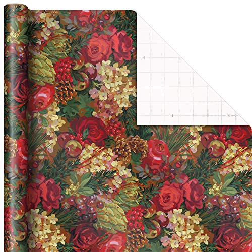 Hallmark Victorian Christmas Wrapping Paper with Cut Lines on Reverse