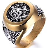 Jude Jewelers Stainless Steel Silver Gold Two Tone Masonic Freemason Signet Ring
