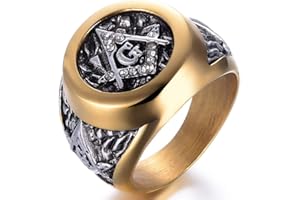 Jude Jewelers Stainless Steel Silver Gold Two Tone Masonic Freemason Signet Ring