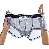 ZONBAILON Mens Sexy Underwear See Through Super Thin Breathable Mesh Boxer Briefs Stretchy M L XL 2XL 3XL