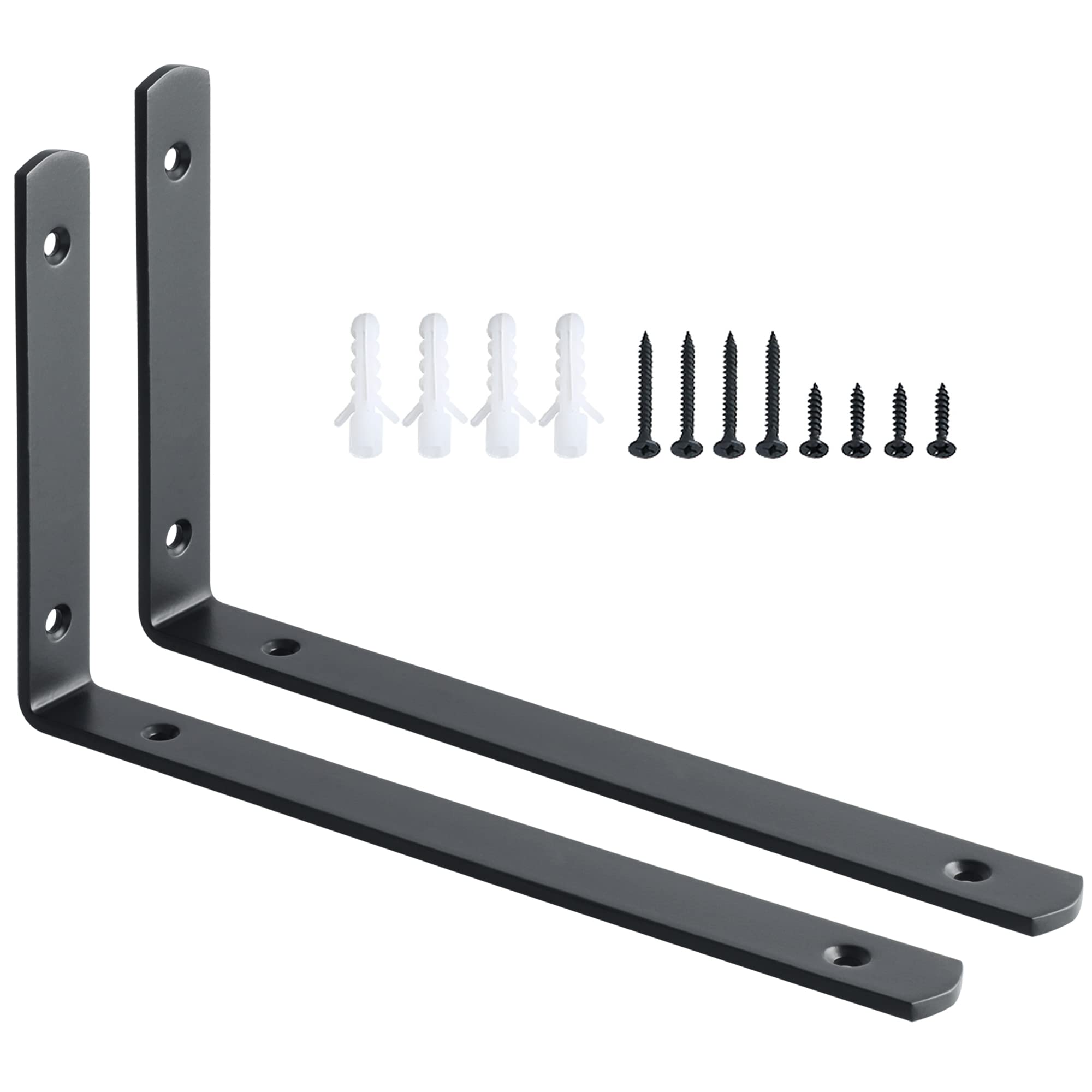 Sayayo Shelf Bracket Corner Brace Joint Angle Bracket Shelf Support Wall Hanging 250mm*146mm, Stainless Steel Matte Black, 2 Pcs, EJ5218B-2P
