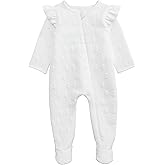 Mud Pie baby-girls Mud Pie Baby White Quilted Bow Sleeper