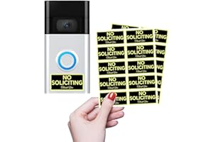 JCHENG SECURITY No Soliciting Sign for House – 20 PCS Waterproof Stickers, 1.4" x 0.67" Size, Glow in the Night, Easy to Install – No Soliciting Solution for Doorbells