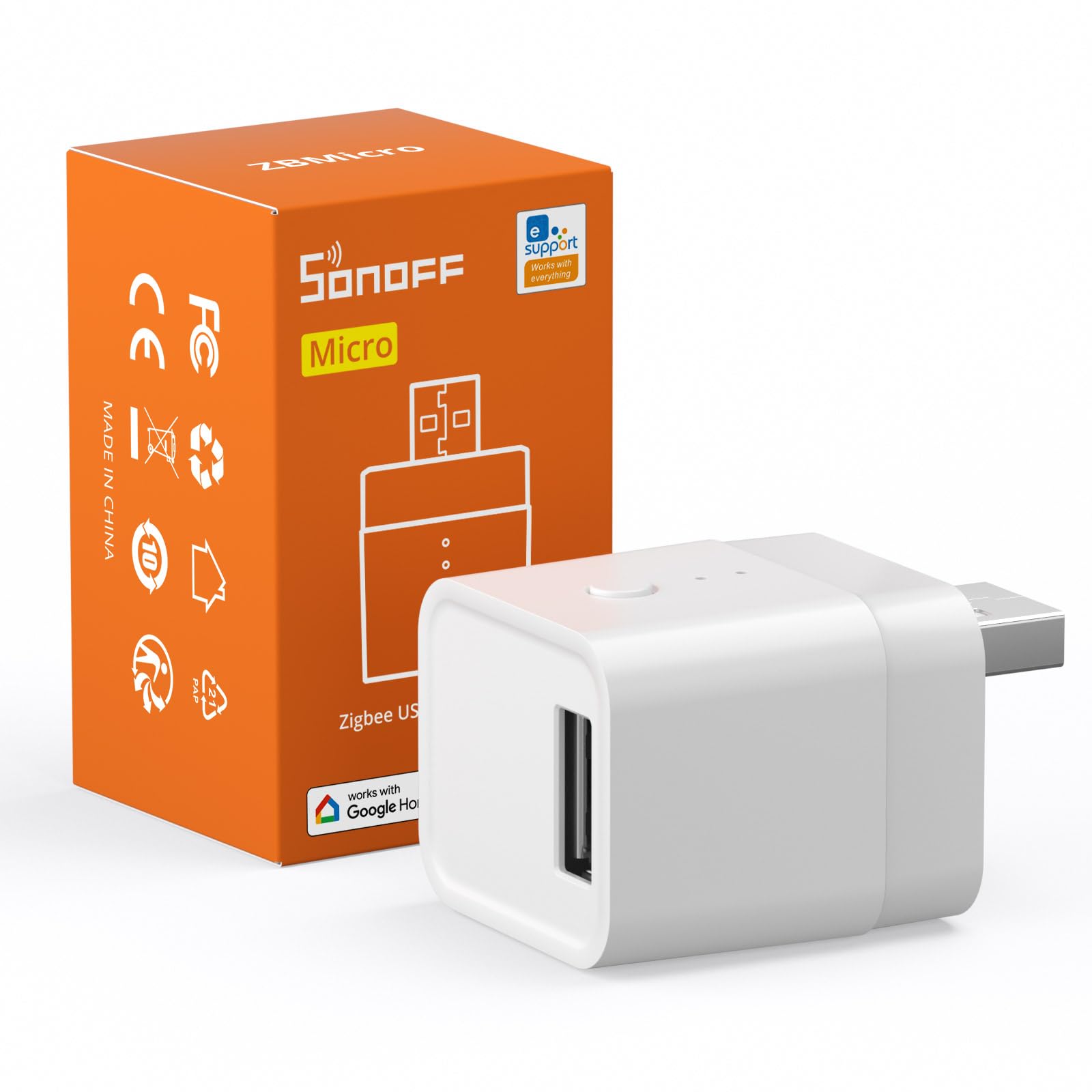 SONOFF ZigBee 3.0 Micro USB Adaptor, Smart USB Switch 5V-22V, Support Fast Charging, Compatible With Alexa, Google Home, Requires ZigBee Hub, ZBMicro
