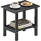 OTSUN Adirondack Outdoor Side Table, 16" HDPE Patio Side Table with Shelf, Weather Resistant Easy Maintenance for Backyard Pool Porch Garden &amp; Lawn