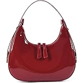 Didida Y2K Moon Bag Women's Crescent Shoulder Bag Retro Handbags Top Handle Patent Leather Cute Small Underarm Bag