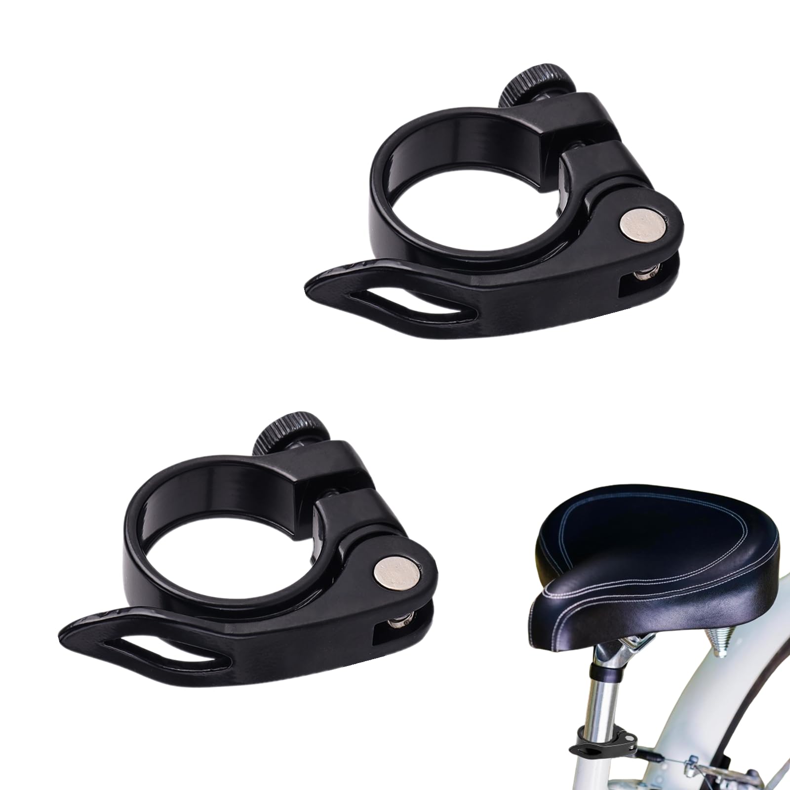2 PCS Bike Seat Clamp Sturdy Bike Seat Post Clamp Cycling Seat Clamps Quick Release Bicycle Seat Post Clamp for Road Bike and Mountain Bicycle(Black, 27.2mm/ 28.6mm)