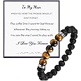 Eigso 7 Chakra Beaded Stone Bracelets for Women Men Meditation Essentail Oil Diffusing Lava Rock Wristbands for Woman Man Reiki Healing Stone Wristband Set
