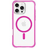 ORNARTO Air Case for iPhone 16 Pro Max Clear, Compatible with MagSafe, Military-Grade Drop Protection Cover with Built-in Air-Hot Pink