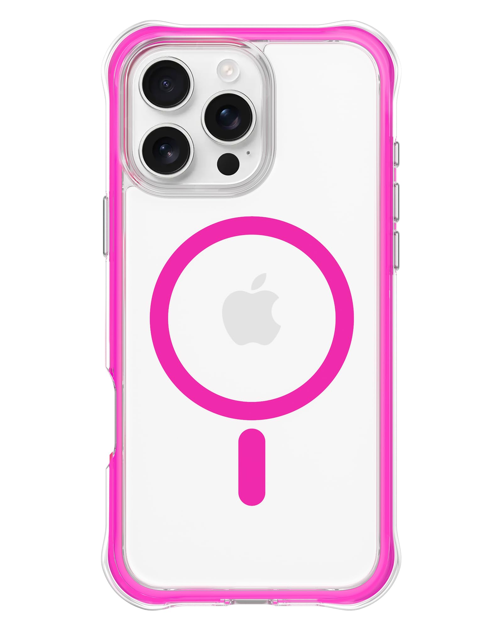 Photo 1 of ORNARTO Air Case for iPhone 16 Pro Max Clear, Compatible with MagSafe, Military-Grade Drop Protection Cover with Built-in Air-Hot Pink