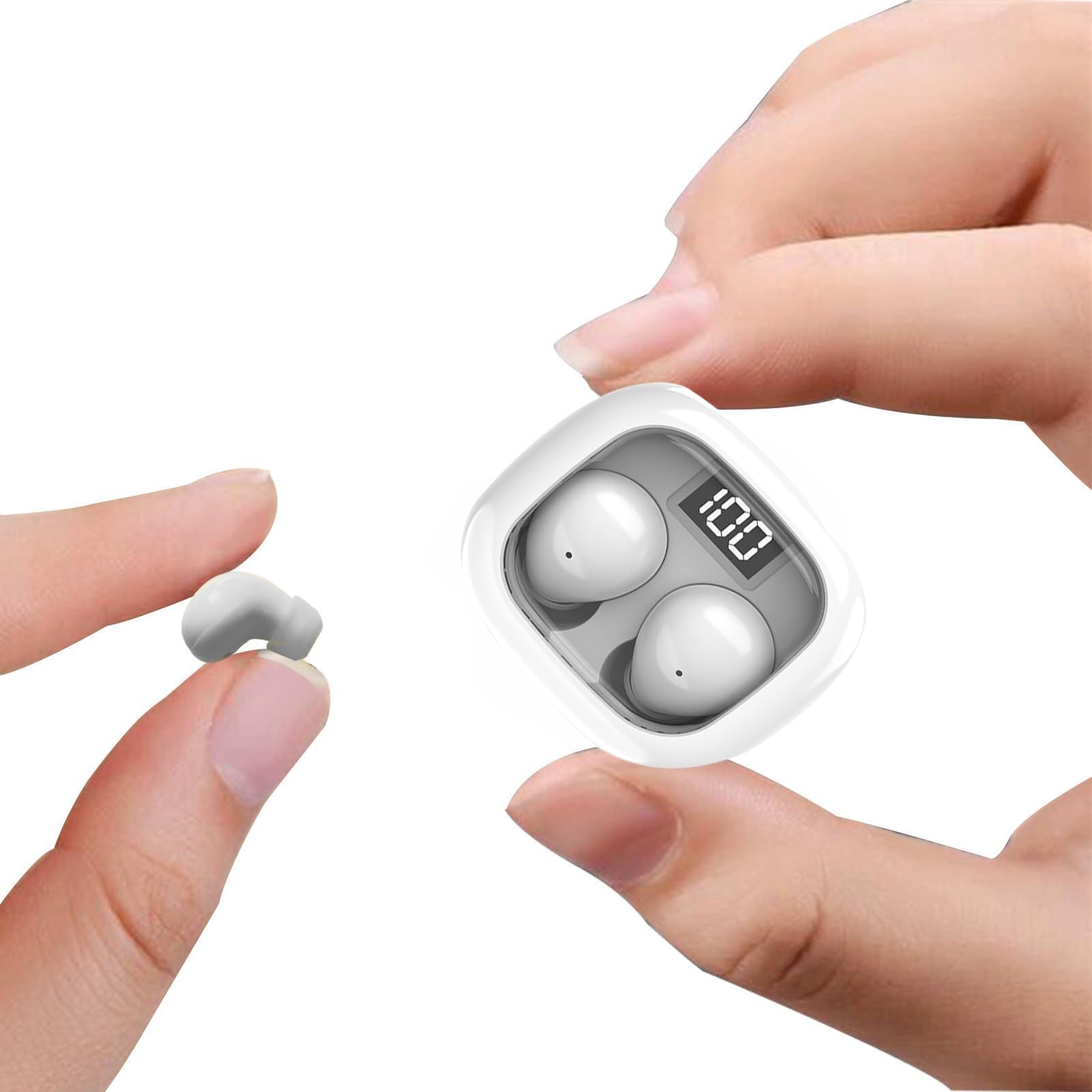 Invisible Earphones Mini Small Earbuds Kids Wireless Sleep Ear Buds Bluetooth In Ear Earphones Soft Headphones Noise Cancelling for Sleeping Spy Earpiece for Small Ears Work Gaming for iPhone Android