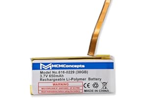 M MCMCONCEPTS MCMConcepts Replacement Battery for Apple iPod Classic/Video 30GB 60GB 80GB 120GB 160GB