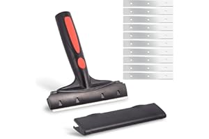 EHDIS Razor Blade Scraper, 6" Scraper Adhesive Remover Tool with 10 Double-Edge Blades for Cleaning Paint, Caulk, Adhesive, Label, Decal, Sticker from Window, Glass, Tile, Floor, Stove Top