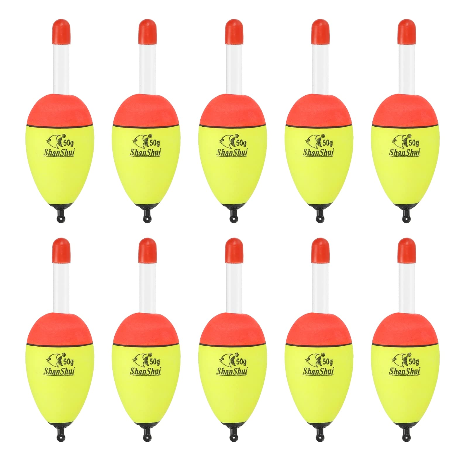 PATIKIL 1.8oz Fishing Bobbers, 10 Pack EVA Fishing Float for Saltwater Freshwater Fishing, Yellow