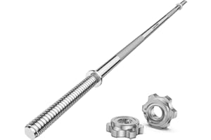 LAVVON 55" Weight Lifting Bar, 1" Standard Straight Barbell Bars for Weight lifting, Olympic Barbell Bar for Bench Press/Hip Thrusts/Squats/Lunges for Gym and Home, 2 Star Star-nuts (480lb Weight Capacity)