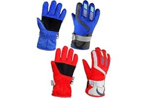 YR.Lover Momoon Kids Winter Gloves 2 Pairs Adjustable Snow Warm Gloves for Boys and Girls