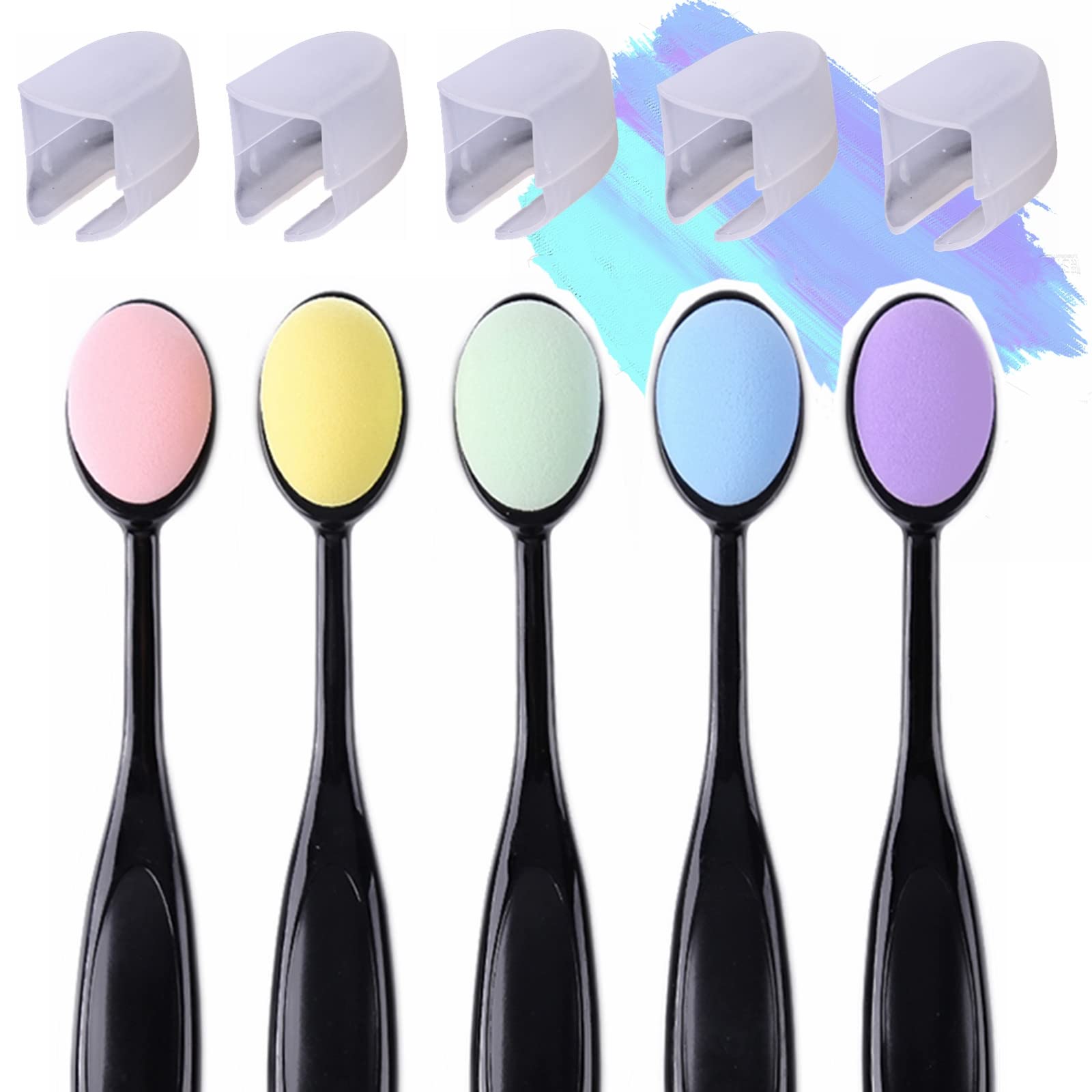 5 Colors Ink Blending Brush Set Art Painting Tool Sponge Brush with Cover Background Brush for Blender Paper Crafter Stencil Card Making Scrapbooking Broad Application Assortment Craft Supplies
