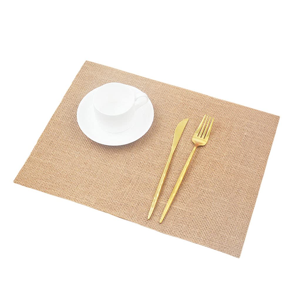 SCF2017 Rectangular 10Pcs Hessian Jute Placemats Burlap Table mats for Wedding Party Home Dining Table Decoration 40 * 30cm/15.7 * 11.8inch