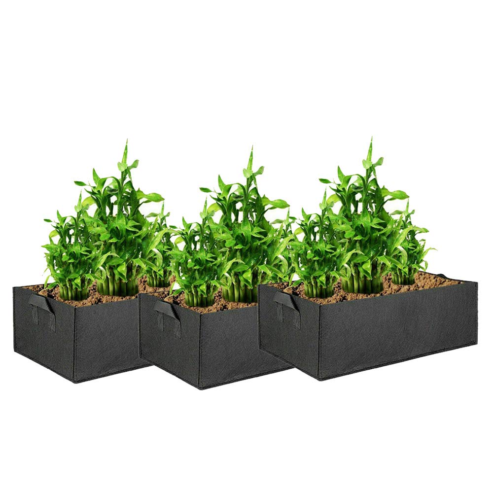 Mintice 3Pcs Reusable Large Plant Grow Bag Vegetable Planting Growing Bag Rectangular Fabric Breathable Planter Container Pots Home Garden for Flower Potato Tomato Carrot Black (40 * 30 * 20cm)