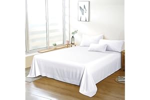 ORGANICTUNE Bedding Twin Flat Sheet - Soft Brushed Microfiber, Shrinkage and Fade Resistant Top Sheet - Easy Care - 1 Flat Sheet Only, White