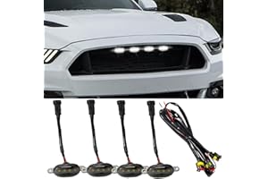 BDZMC 4PCS LED Grill Lights, Bright Car Front Grill DRL Lamps with Wiring Harness, Car Grid Bumper Trim Lights Auto Accessories, Compatible with F150 F250 F350 Front Grilles (White)