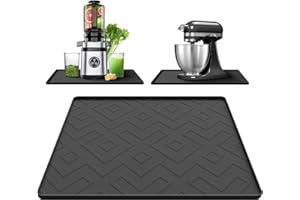 KVRG Juicer Machines Mat,17.7''x15''Cold Press Juicer Silicone Mat,Waterproof & Non-Slip,Protects Countertops from Juice Spills,Fits Most Citrus Presses,Blenders,and Juicers-Black