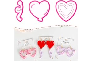XAEKICR Heart Balloon Polymer Clay Cutters Set – 3Pcs Clay Earring Cutters for DIY Jewelry, Love Shape Clay Tools and Polymer Clay Molds