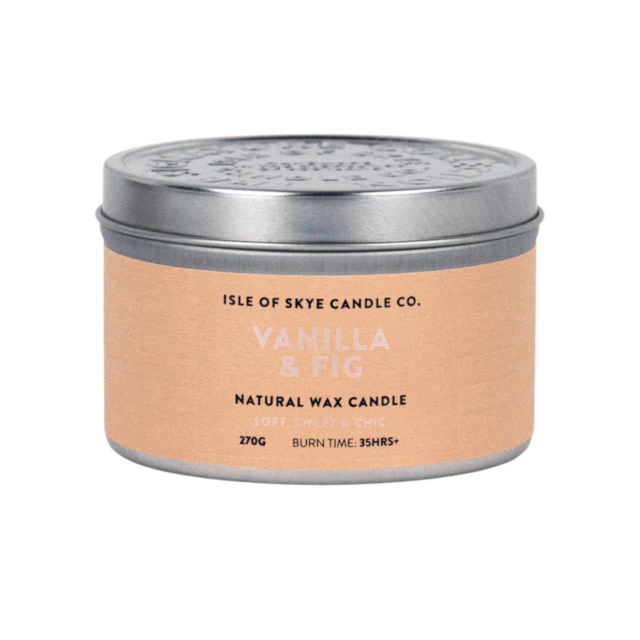 Isle of Skye Candle Company Vanilla & Fig Travel Container | Natural Soy Wax Candle | Handmade in Scotland | Premium Scented Candle | Compact Lightweight Packaging | 30 Hours Burn Time