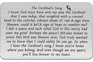 BEKECH The Cardinal's Song Memorial Gift You'll Live Forever In My Heart Cardinal Memorial Jewelry Wallet Insert Card Loss of a Loved one Sympathy Gift Remembrance Gift (silver)