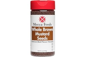 Brown Mustard Seeds – 6 oz PET Jar – Whole Mustard Seed Spice for Cooking, Pickling, Indian Cuisine & Homemade Condiments – Non-GMO & Freshly Packed by Mecca Foods