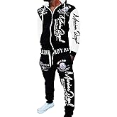 HHGKED Men 's Casual Tracksuit Hooded Full Zip Elastic Waistband Sweatsuit Set