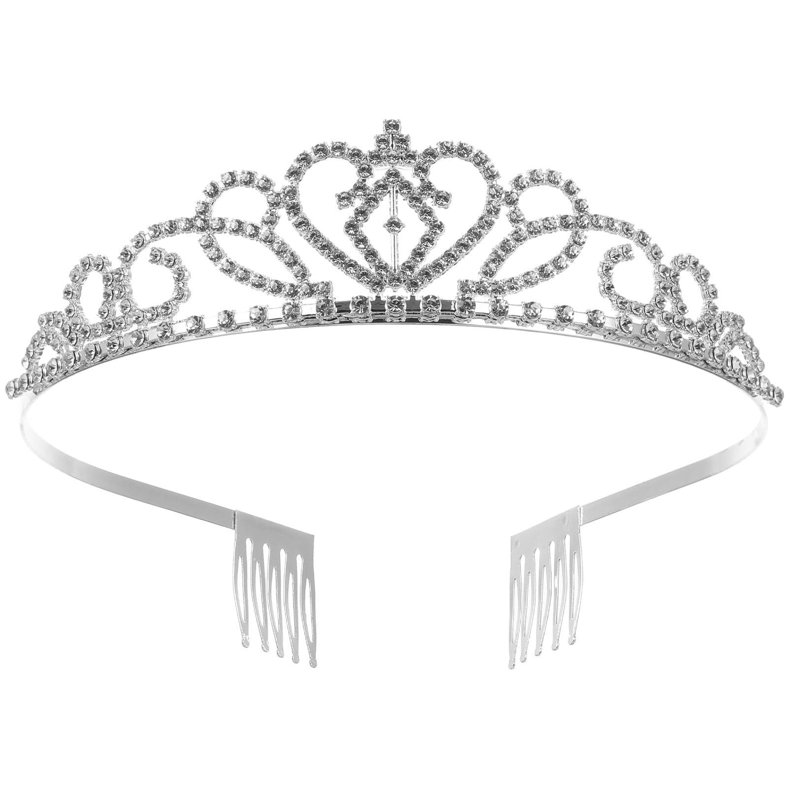 NUOLUX Princess Tiara Crown Hair Loop with Comb For First Communion Wedding Sliver