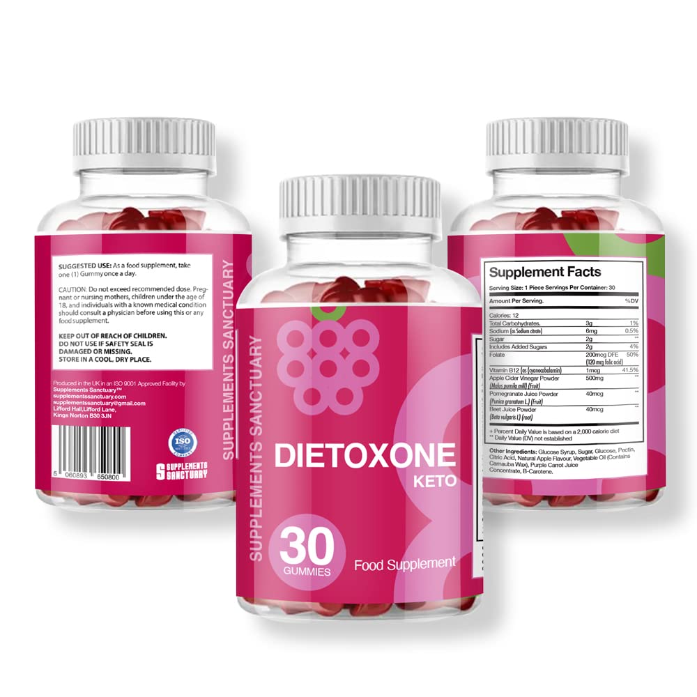 Supplements Sanctuary DIETOXONE - Ketone Advanced Weight Loss Fat Burner - 30 Keto Gummies - 1 Bottle