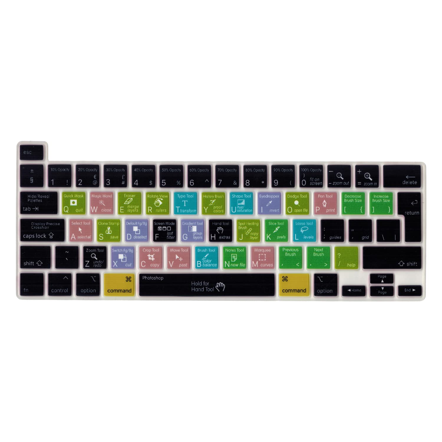 MiNGFi Silicone Photoshop shortcuts Keyboard Cover for MacBook Pro 13" M1/M2 A2338 (2020–2023), A2289 (2020), A2251 (2020–2021), Pro 16" A2141 (2019–2021) EU/ISO Layout