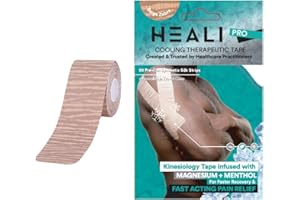 INNOVATIONS BY HEALI Heali Kinesiology Tape with Magnesium and Menthol, 20 Pcs Precut Strips, K Tape Roll, Knees, Physical Therapy Sports Tape for Muscle and Joint Pain Relief, Water Resistant, Beige with Zebra