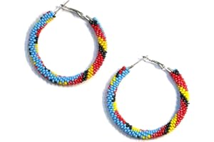 KANGURAH Handmade tribal Long Fringe native glass seed beads beaded earrings