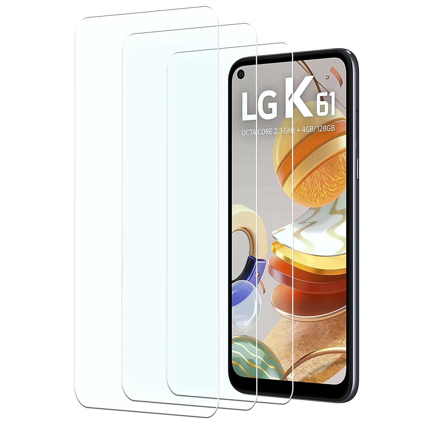KELOLIN Pack of 3 Compatible with LG K61 Phone Tempered Glass Screen Protector, 9H Hardness, Anti-Scratch, Anti-Bubble, HD Clear Screen Protector for LG K61