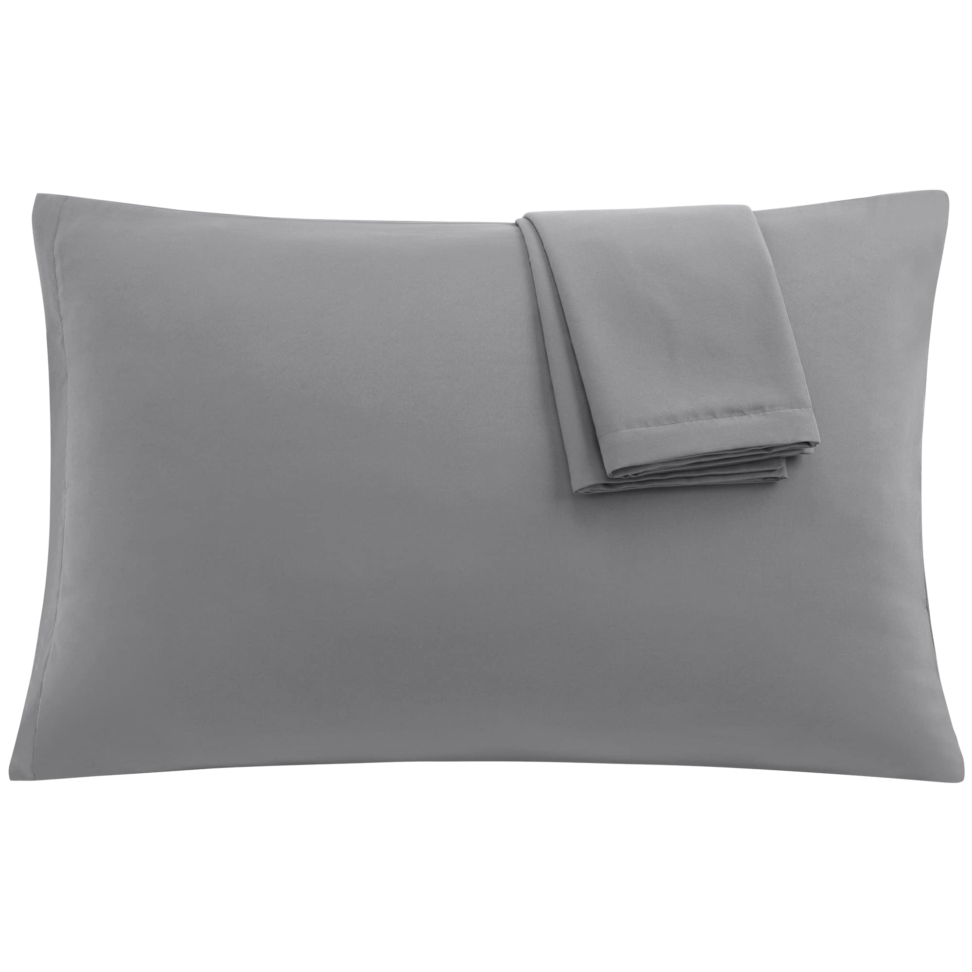 sourcing map 2 Pack Pillow Cases Soft 1800 Series Microfiber Pillowcases Set with Zipper Grey Queen(20"x30")