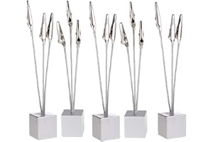 JINGYI E-COMMERCE 5 Pcs Cube Base 3-Branch Tree Style Memo,Photo Clip,Paper Holder,Table Number Holder for Wedding Party Sliver