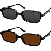 HERJOUR Polarized Trendy Retro Rectangle Sunglasses Womens Mens 90s Classic Vintage Sun Glasses AR82383