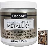 Americana Decor Metallics Pearl Paint - 8oz Metallic Pearl White Acrylic - Multi Surface Water Based Paint for Arts, Crafts, Home &amp; Wall Decor, Gilding &amp; Furniture + E-book
