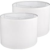 Drum Lamp shades Set of 2, White Line Lamp Shades for Table Lamps Floor Lamp, 13" Top X 13" Bottom X 10" High Large Fabric Lamp Shades, Easy Assembly Replacement Lampshades