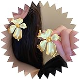 Iaceble Vintage Large Flower Stud Earrings Gold Floral Earrings Bridal Flower Earrings Metal Floral Stud Earrings Flower Petal Earrings Jewelry for Women