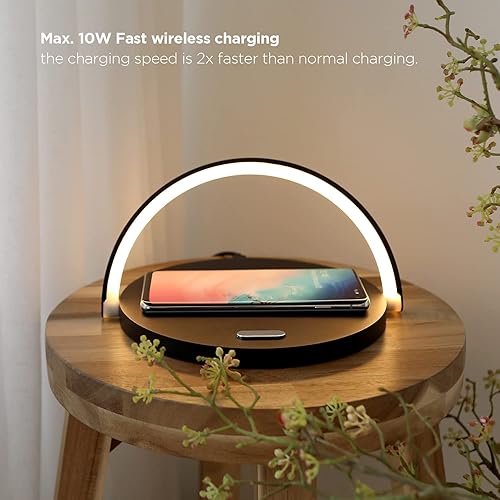 mooas Modern Simple Wireless Charging Nightlight (Wood), Max.15W Fast Wireless Charger, Touch Control, 3-Level Brightness, for Galaxy S10/(並行輸入品) mooas Modern Simple Wireless Charging Nightlight (Black), Max.15W