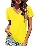 Elesomo Womens Casual Cotton V Neck T Shirts Summer