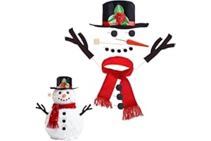 EABUY 16Pcs DIY Snowman Decorating Kit - DIY Snowman Making Set with Hat, Scarf, Eyes, Nose & Accessories | Perfect Winter Outdoor Outdoor Winter Fun | Christmas Holiday Party Gift for Kids