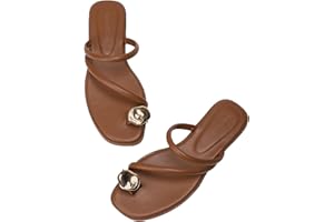 STRATUXX KAZE Women's Toe Ring Thong Sandals Open Toe Slide Flat Sandals Casual Summer Flip Flop Flat Sandals